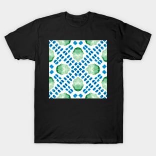 Turquoise and Fresh green garden stepping stones and leaves set in a mosaic tile T-Shirt